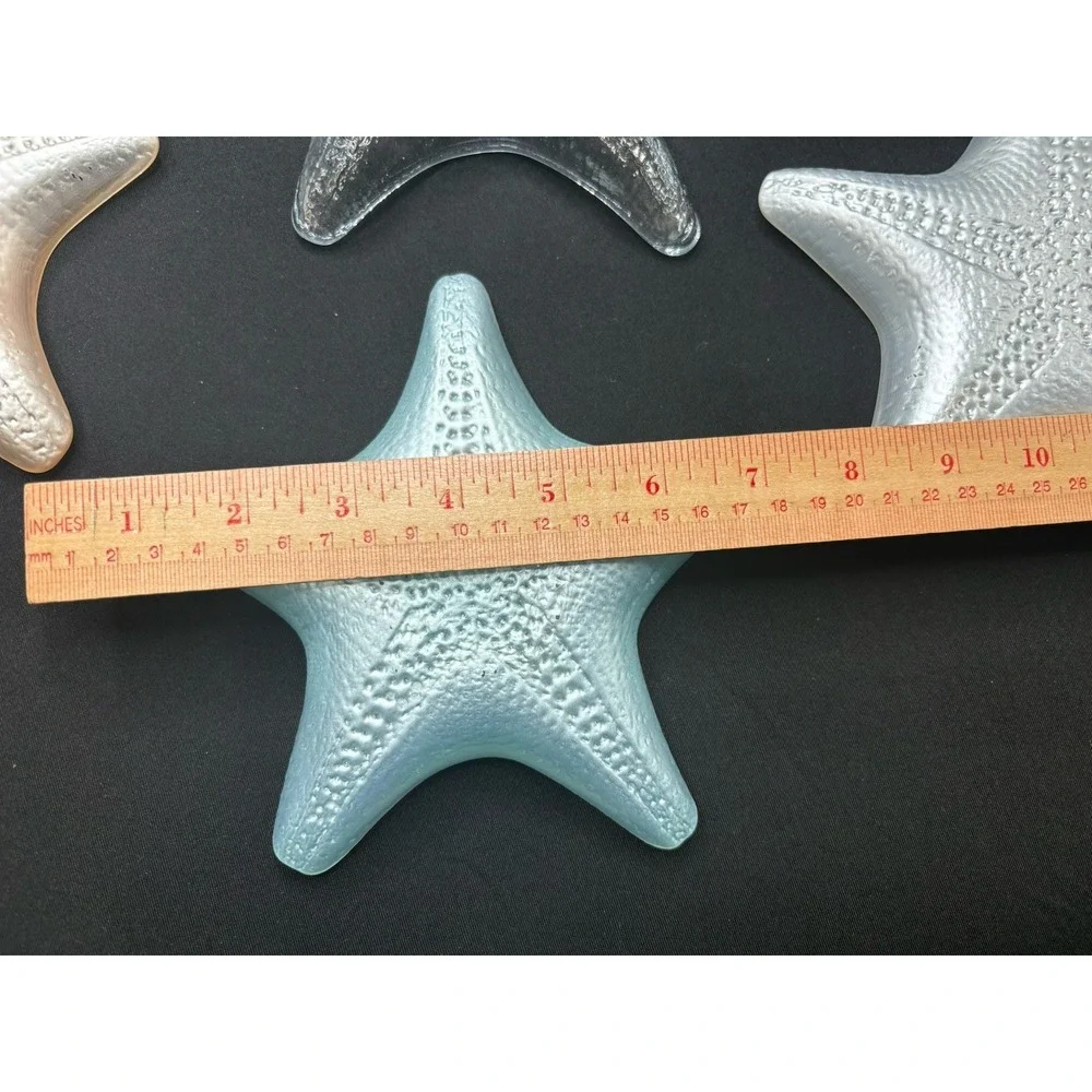 Iridescent Glass Starfish Candle Holder Plate Dish‎ 6.5x5